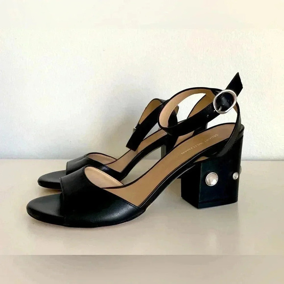 Stuart Weitzman Allshine Block 75 Leather Sandal - Picture 2 of 8